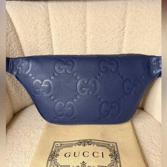 Gucci Blue Leather GG Embossed Belt Bag Crossbody Waist bag - Picture 9 of 10